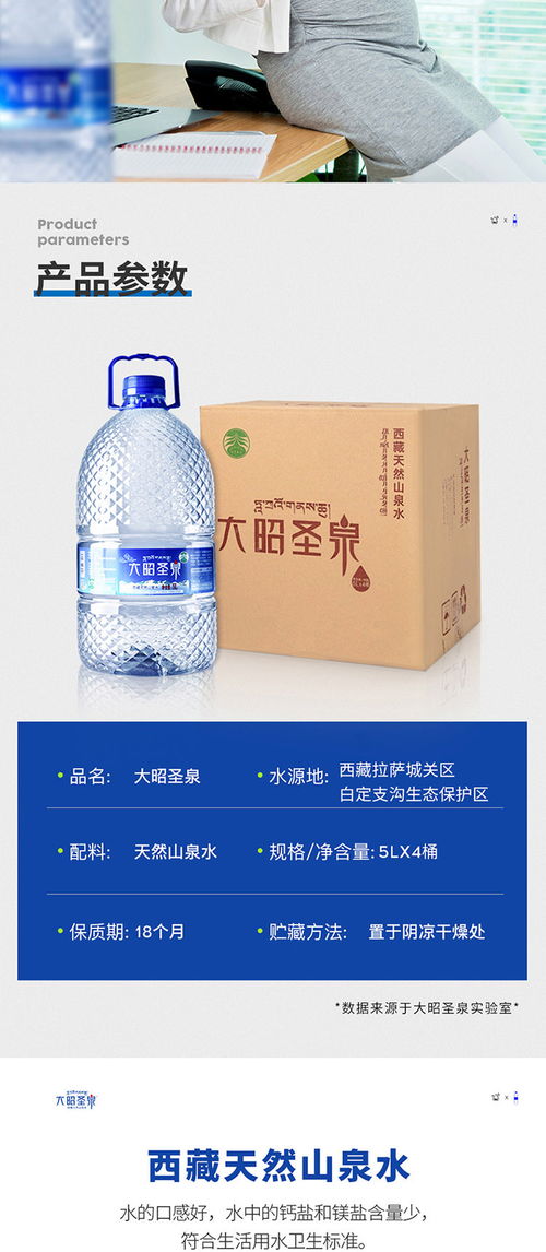 西藏大昭圣泉 纯净水饮用水矿泉水5l 4瓶整装
